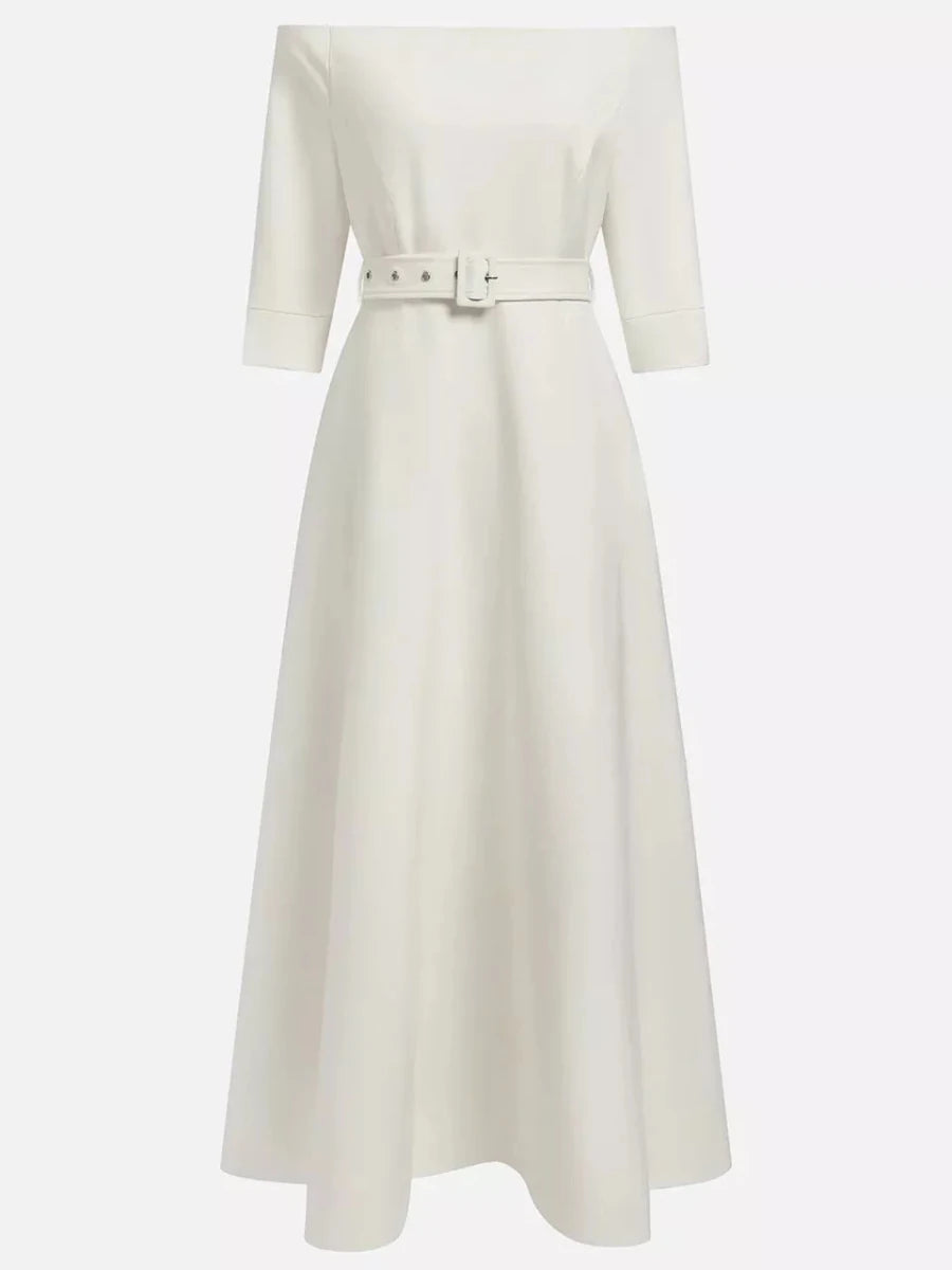 Off - White Off - Shoulder Belted Maxi Dress - 