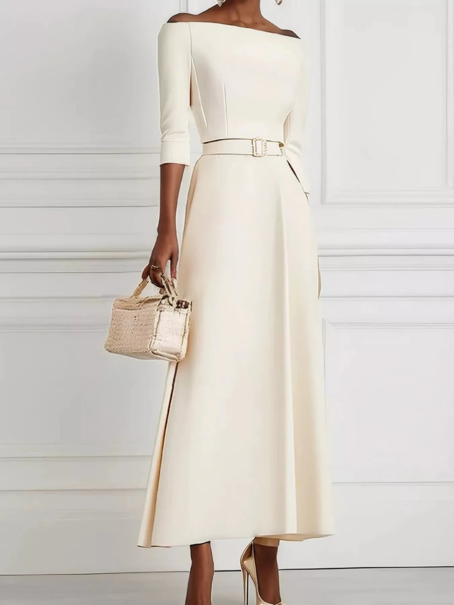 Off - White Off - Shoulder Belted Maxi Dress - 