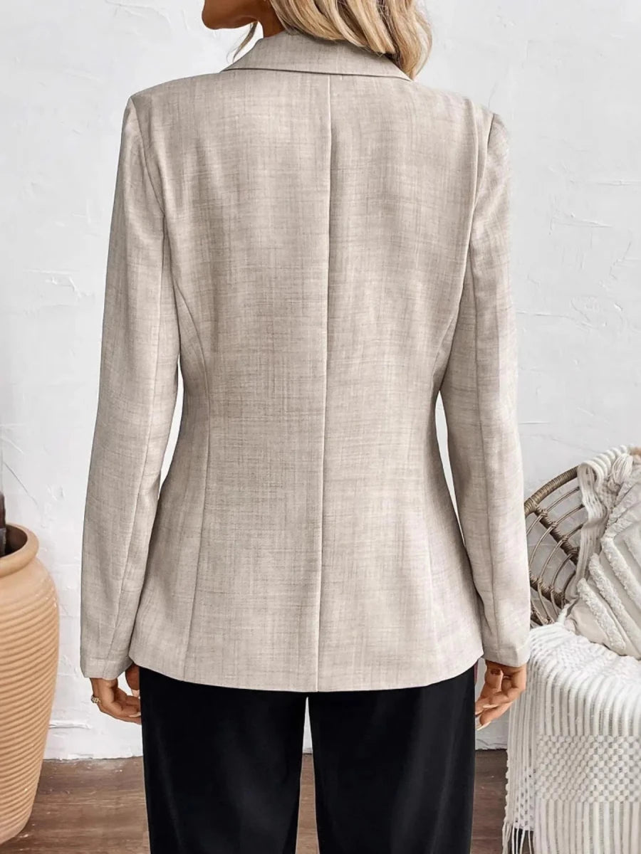 One Button Lapel Collar Blazer - 