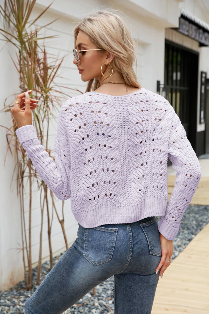 Open Front Cuffed Cropped Cardigan - Outerwear