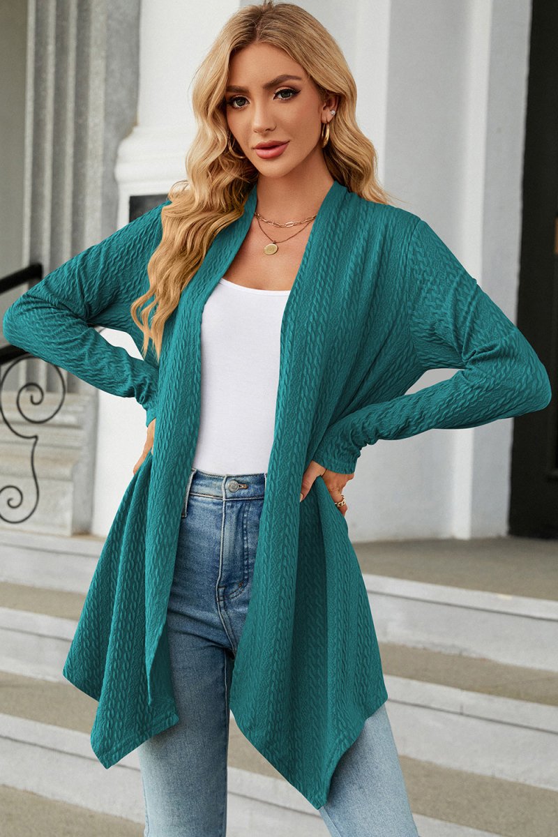 Open Front Long Sleeve Cardigan - Outerwear