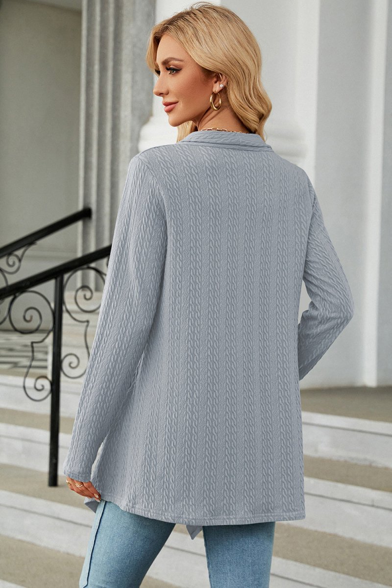 Open Front Long Sleeve Cardigan - Outerwear