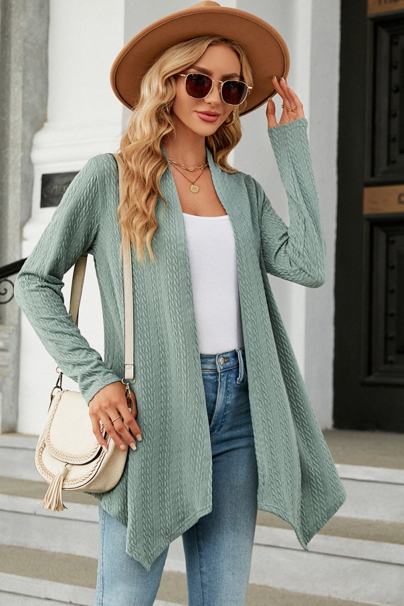 Open Front Long Sleeve Cardigan - Outerwear