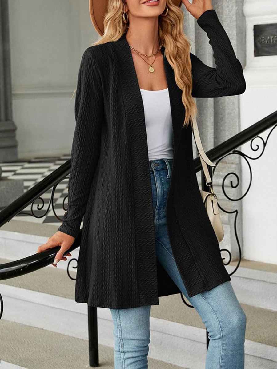 Open Front Long Sleeve Cardigan - Outerwear