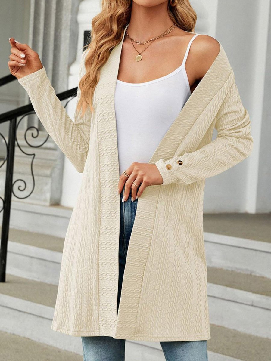 Open Front Long Sleeve Cardigan - Outerwear