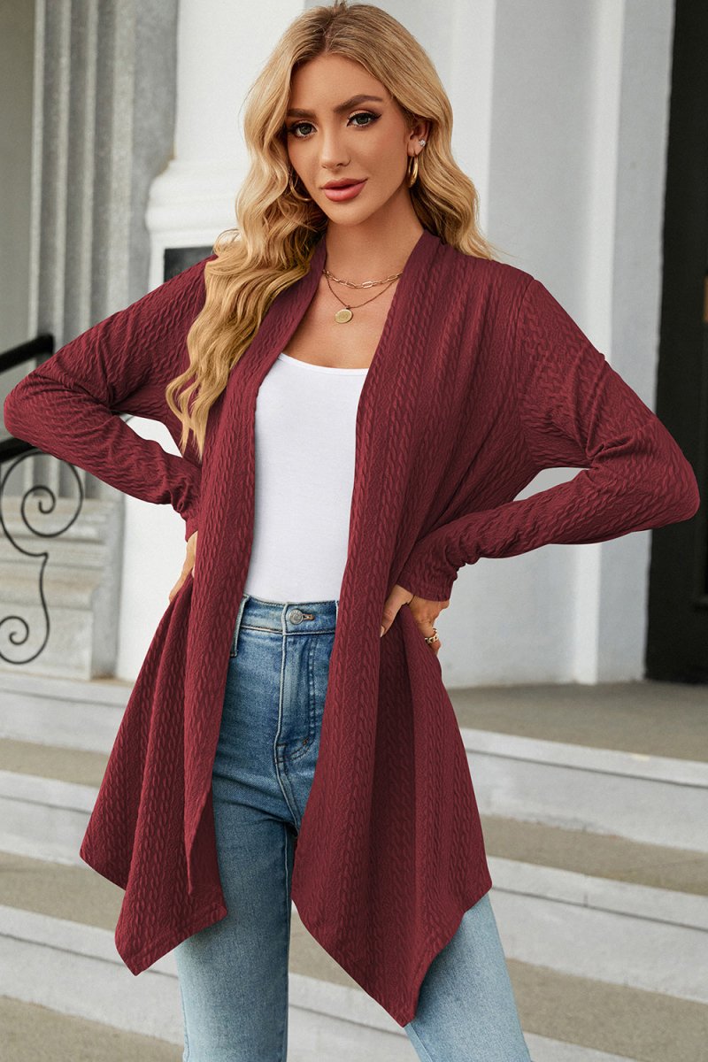 Open Front Long Sleeve Cardigan - Outerwear
