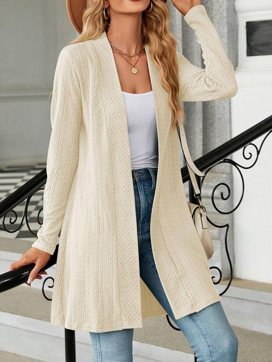 Open Front Long Sleeve Cardigan - Outerwear
