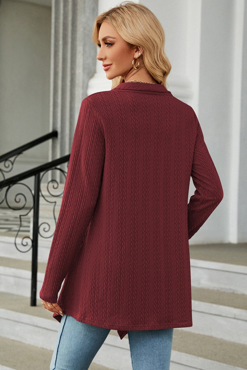 Open Front Long Sleeve Cardigan - Outerwear