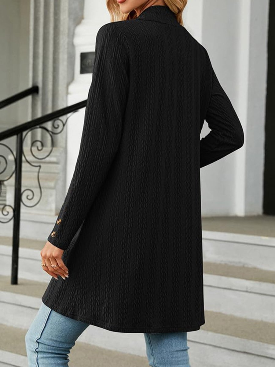 Open Front Long Sleeve Cardigan - Outerwear