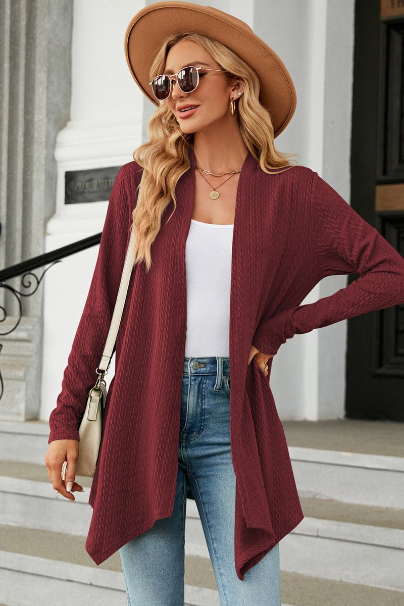 Open Front Long Sleeve Cardigan - Outerwear