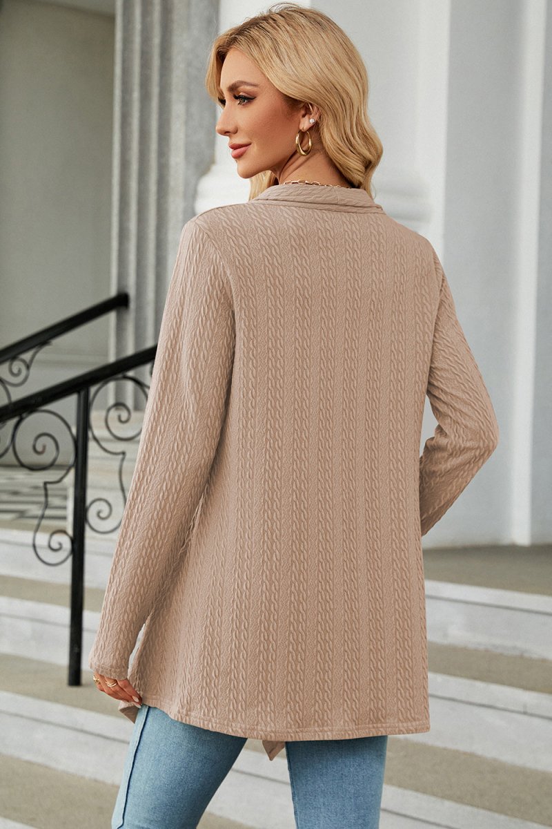 Open Front Long Sleeve Cardigan - Outerwear