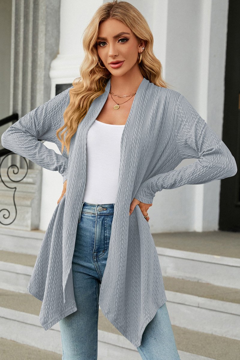 Open Front Long Sleeve Cardigan - Outerwear