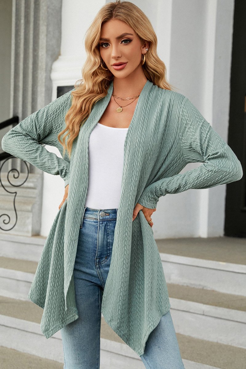 Open Front Long Sleeve Cardigan - Outerwear