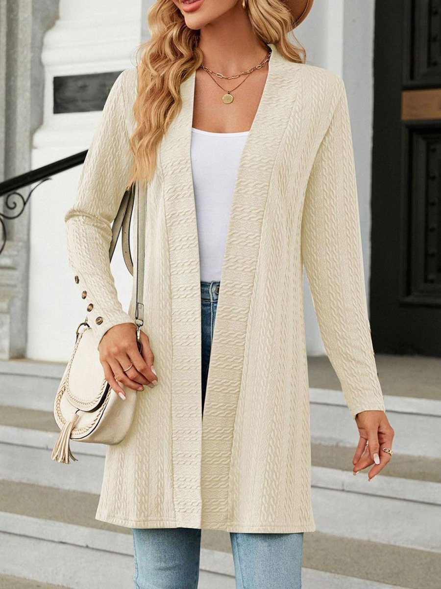 Open Front Long Sleeve Cardigan - Outerwear