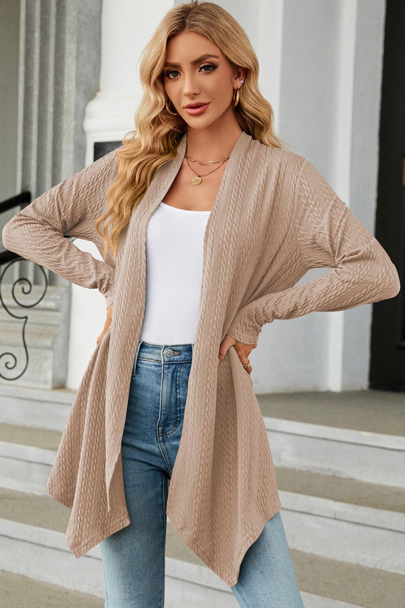 Open Front Long Sleeve Cardigan - Outerwear
