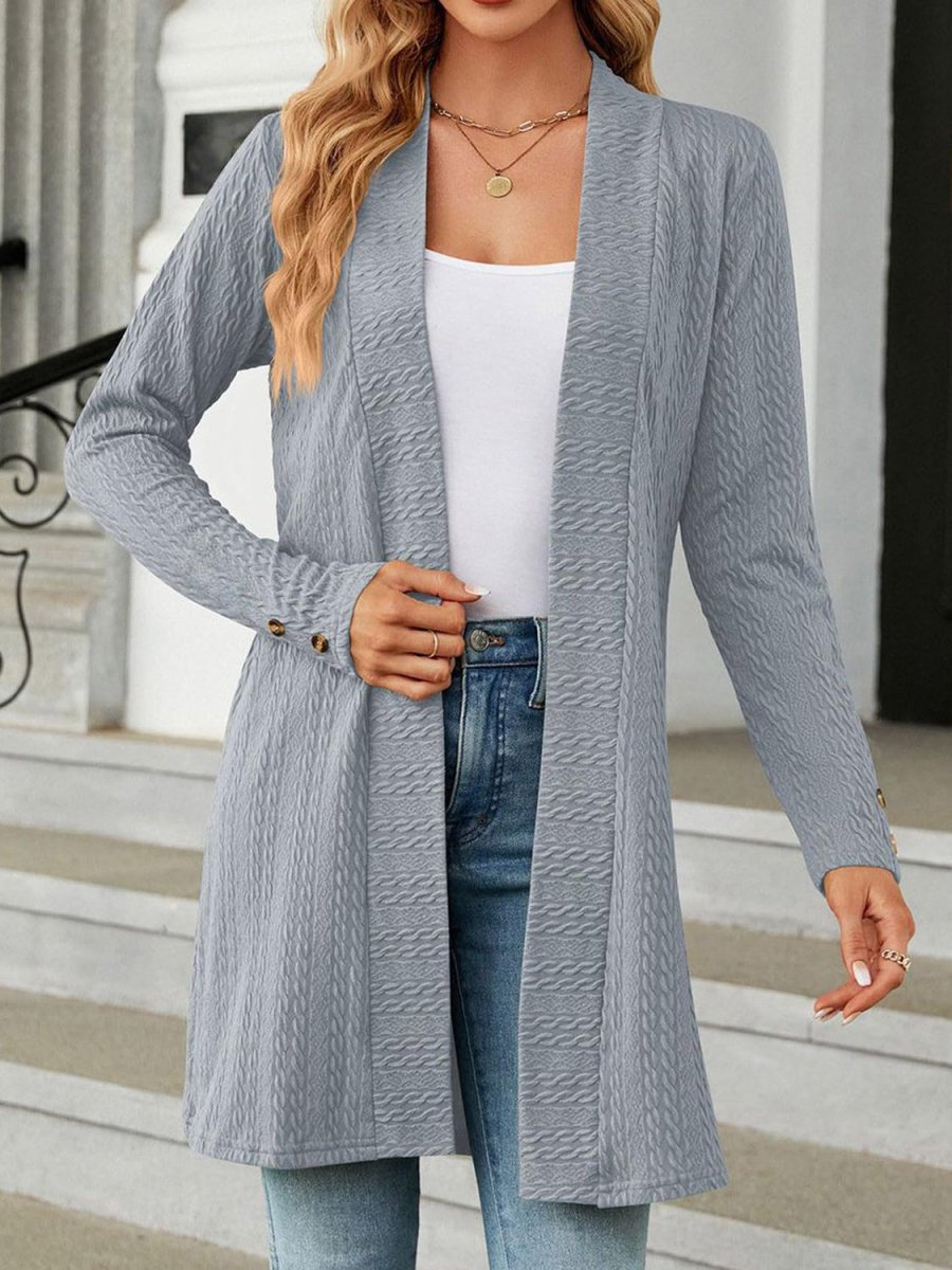 Open Front Long Sleeve Cardigan - Outerwear