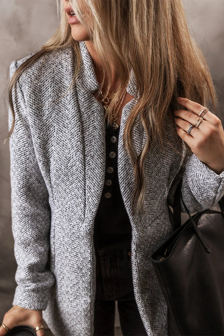 Open Front Long Sleeve Jacket - Outerwear