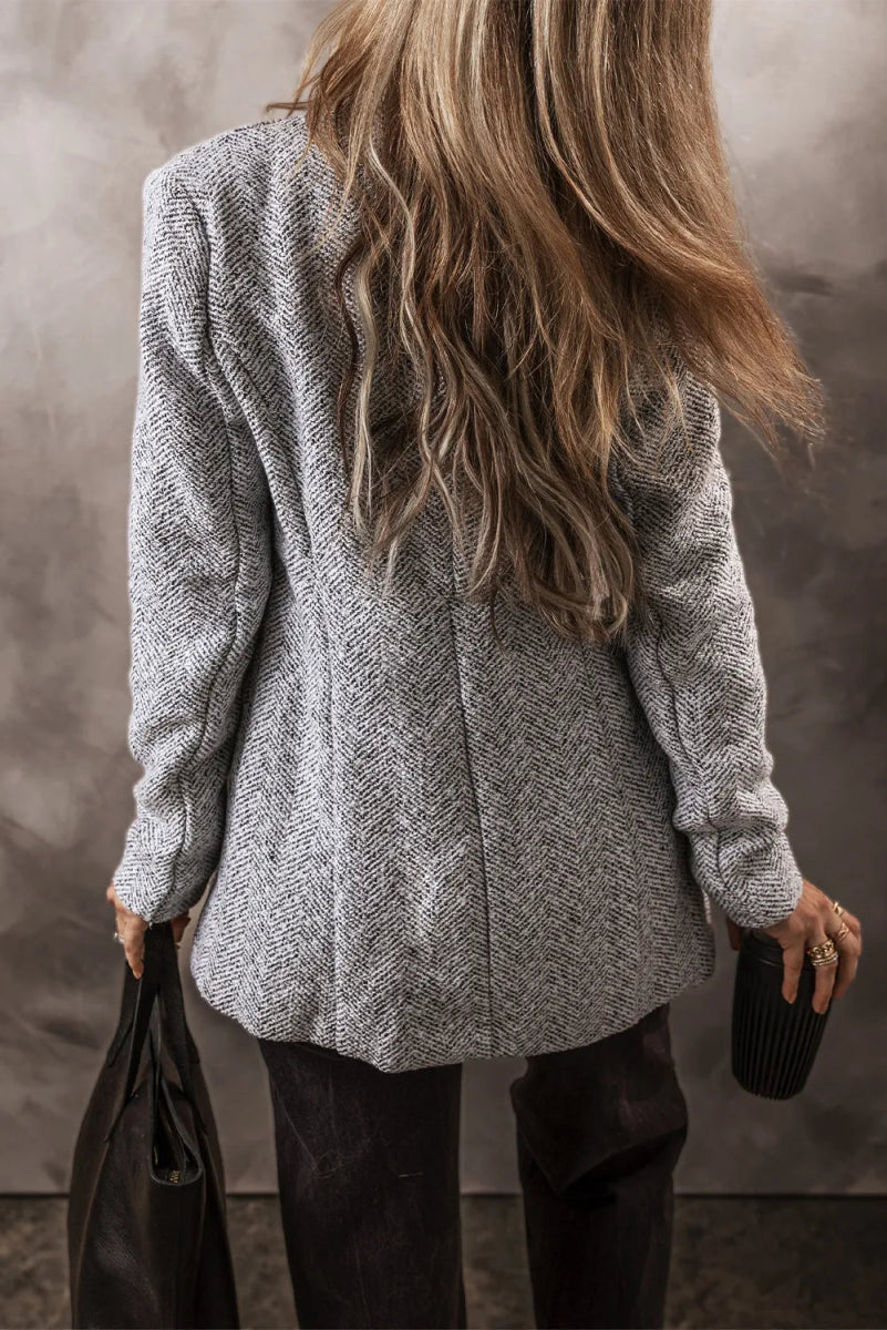 Open Front Long Sleeve Jacket - Outerwear