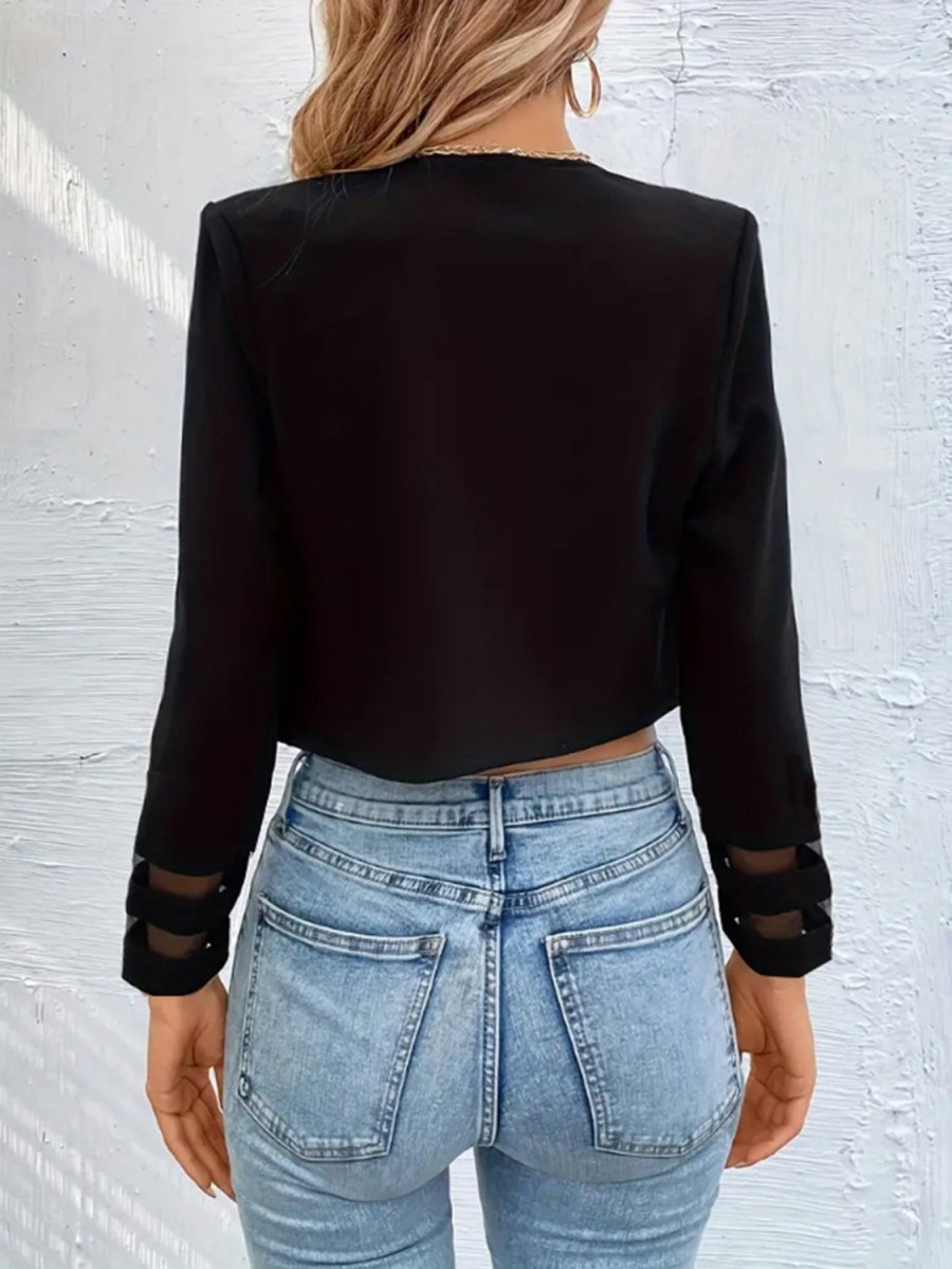 Open Front Long Sleeve Jacket - Outerwear