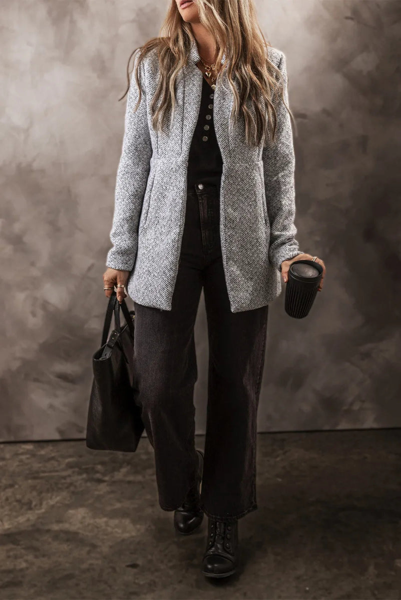 Open Front Long Sleeve Jacket - Outerwear