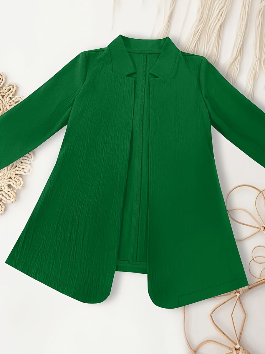 Open Front Long Sleeve Jacket - Outerwear