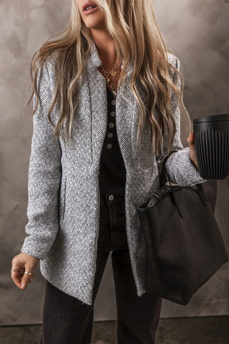 Open Front Long Sleeve Jacket - Outerwear