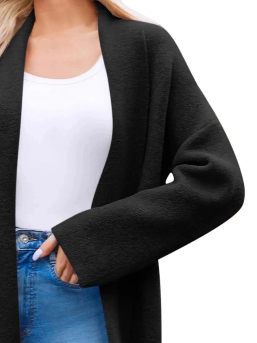Open Front Longline Acrylic Coat - 