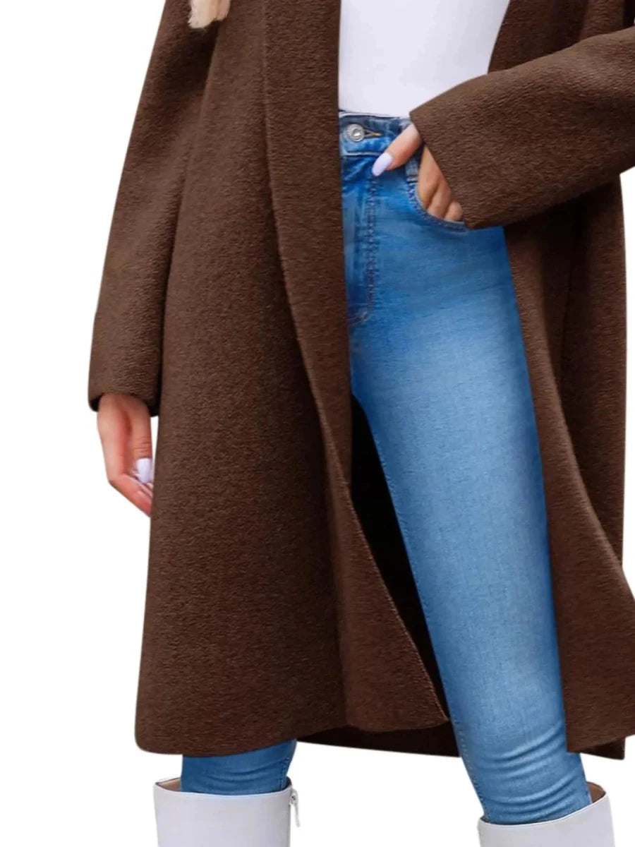 Open Front Longline Acrylic Coat - 