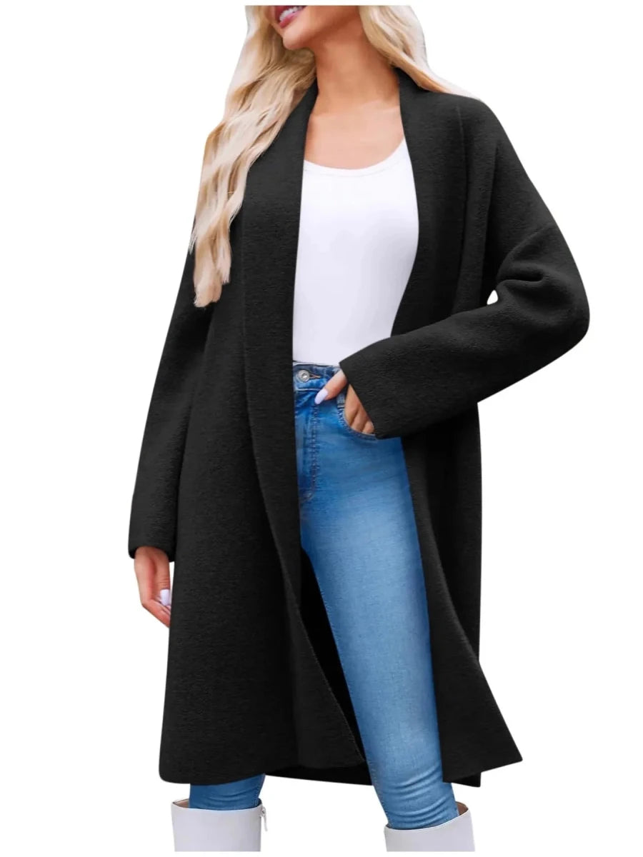 Open Front Longline Acrylic Coat - 