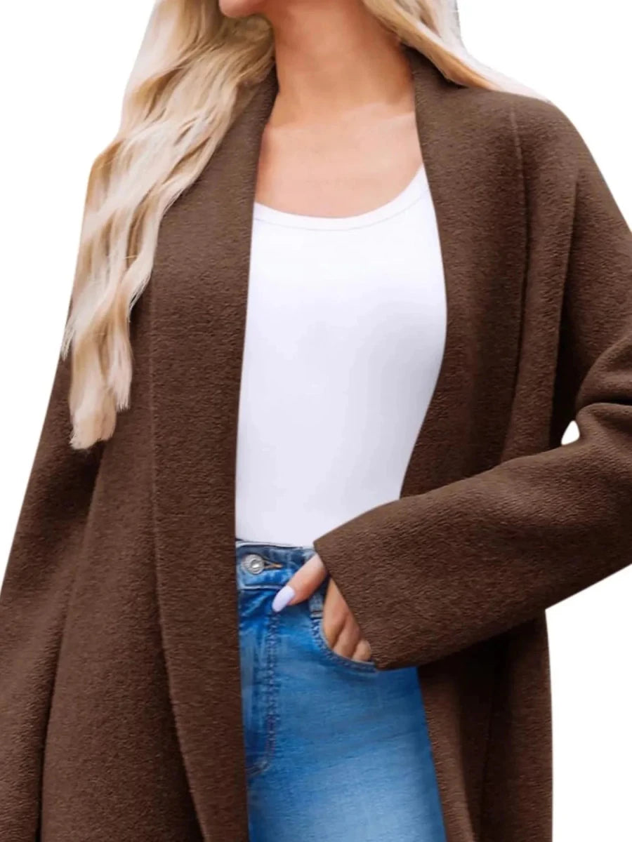 Open Front Longline Acrylic Coat - 