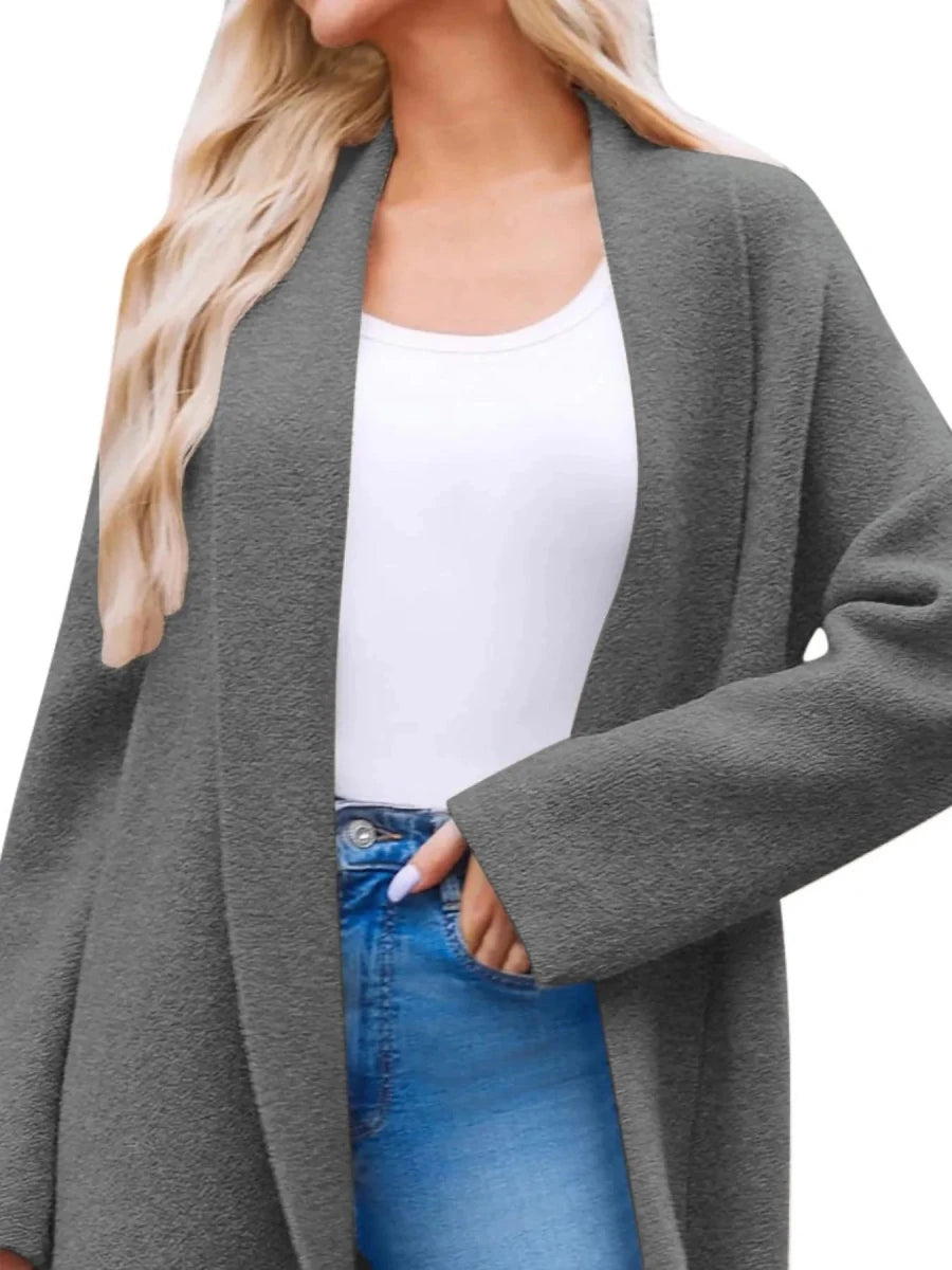 Open Front Longline Acrylic Coat - 