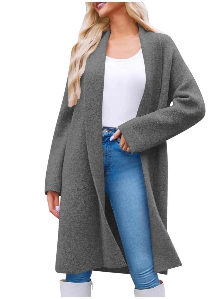 Open Front Longline Acrylic Coat - 