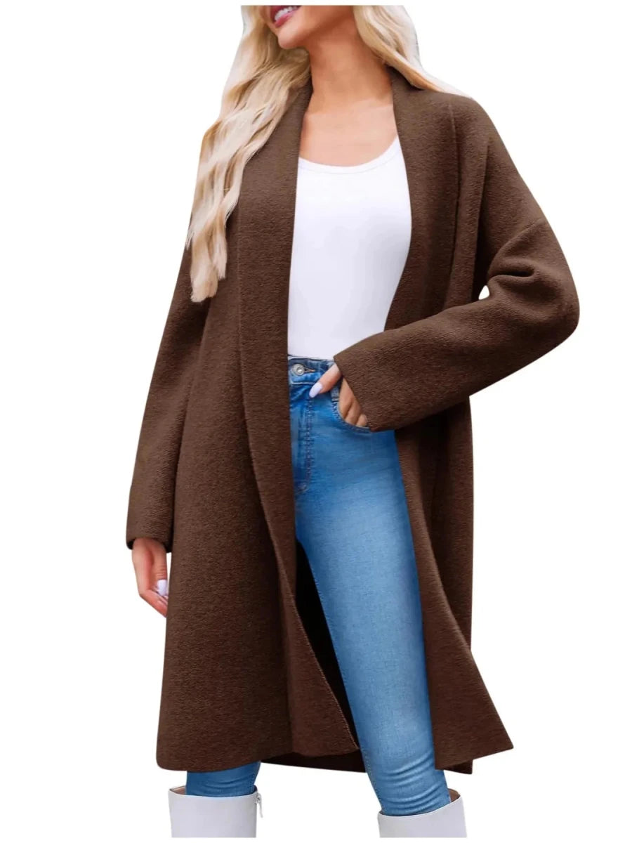 Open Front Longline Acrylic Coat - 