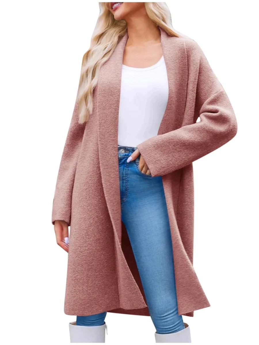 Open Front Longline Acrylic Coat - 