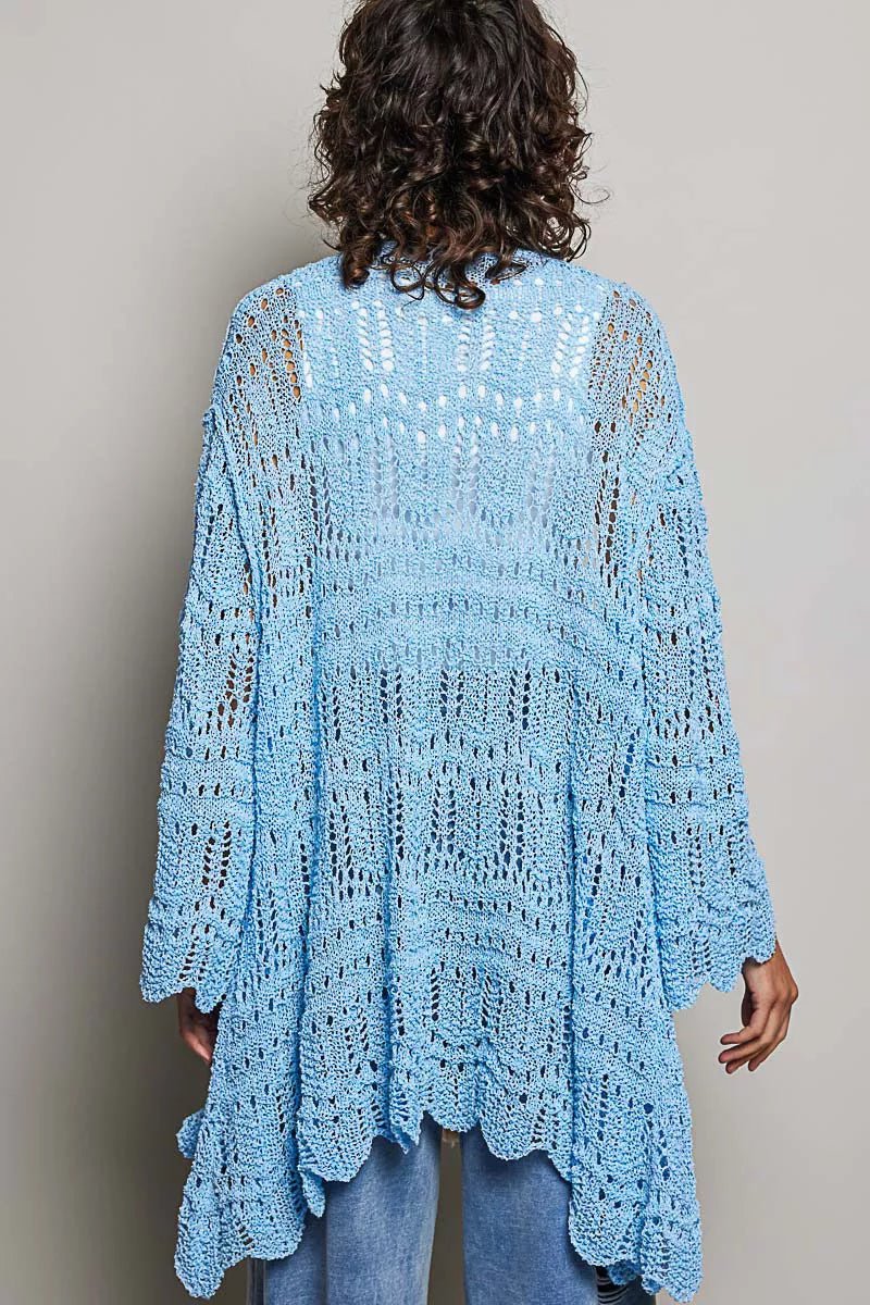 Openwork Scalloped Edge Cardigan - 
