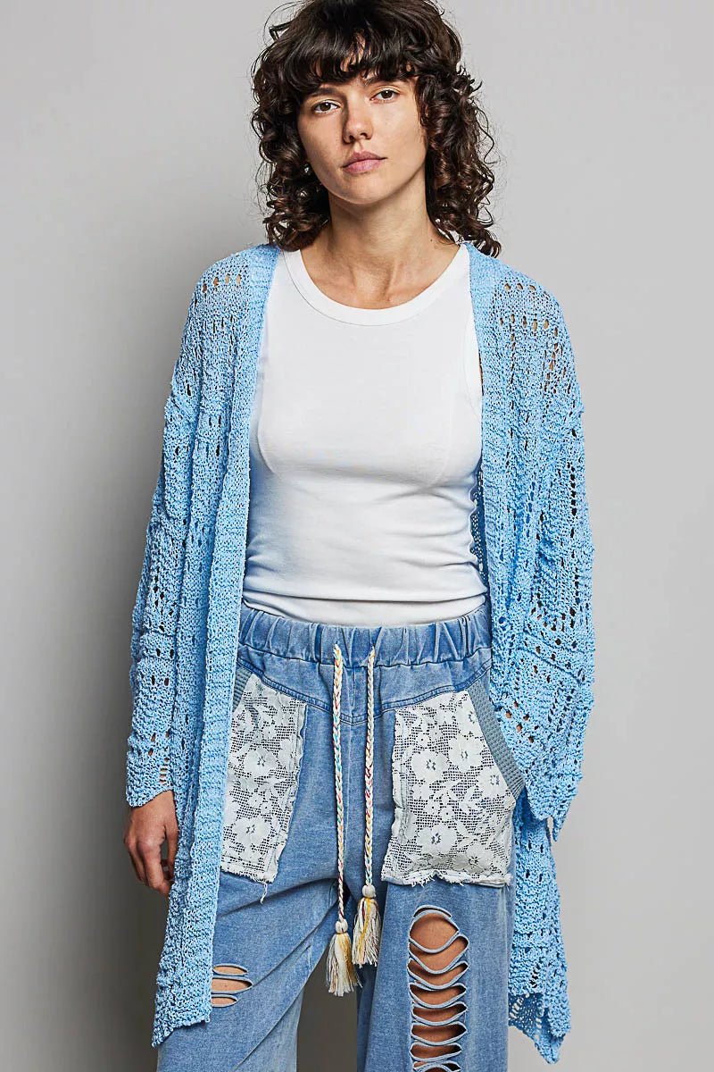 Openwork Scalloped Edge Cardigan - 