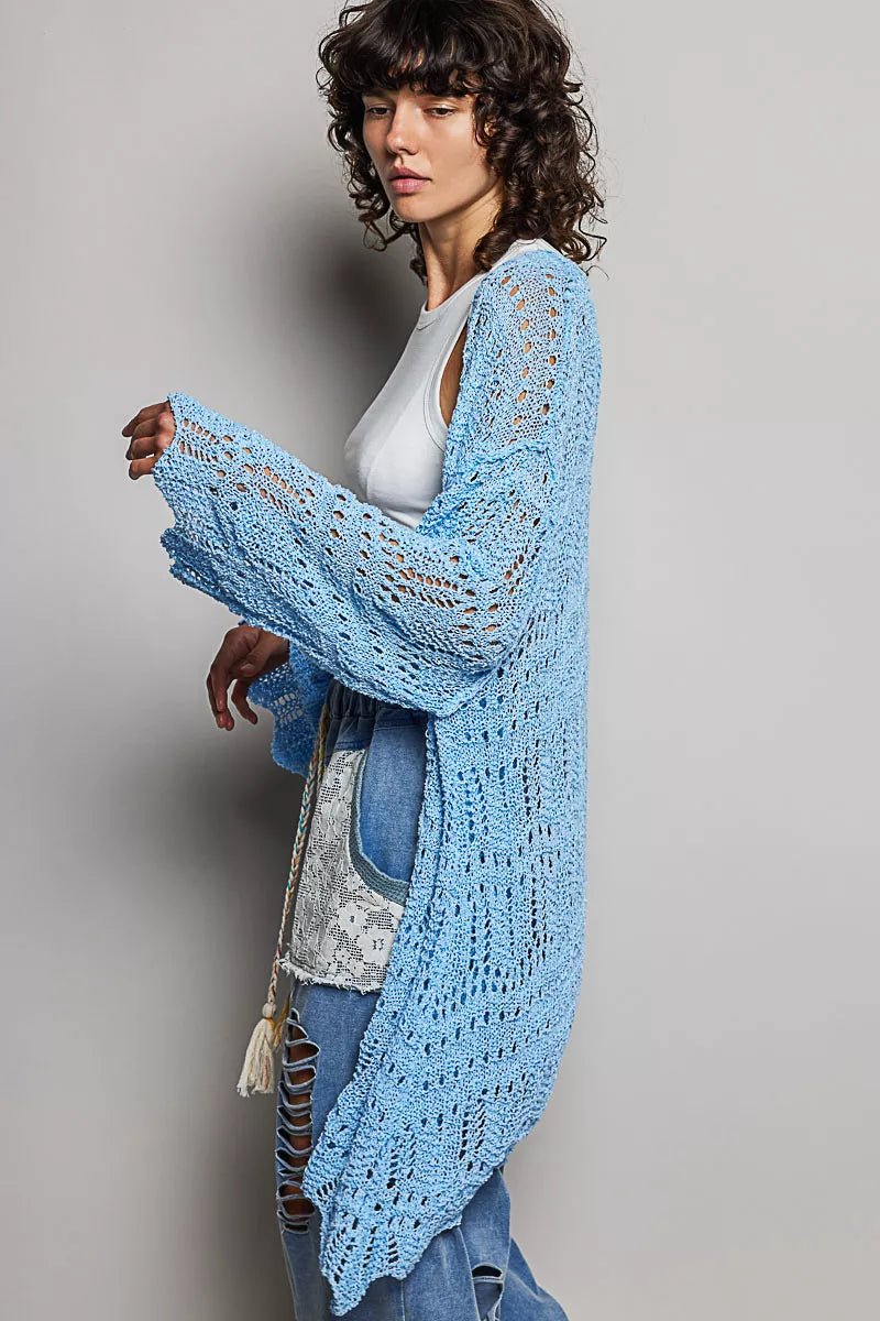Openwork Scalloped Edge Cardigan - 