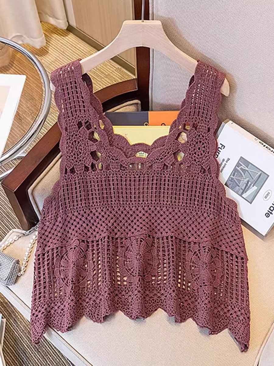 Openwork Scoop Neck Tank - Top