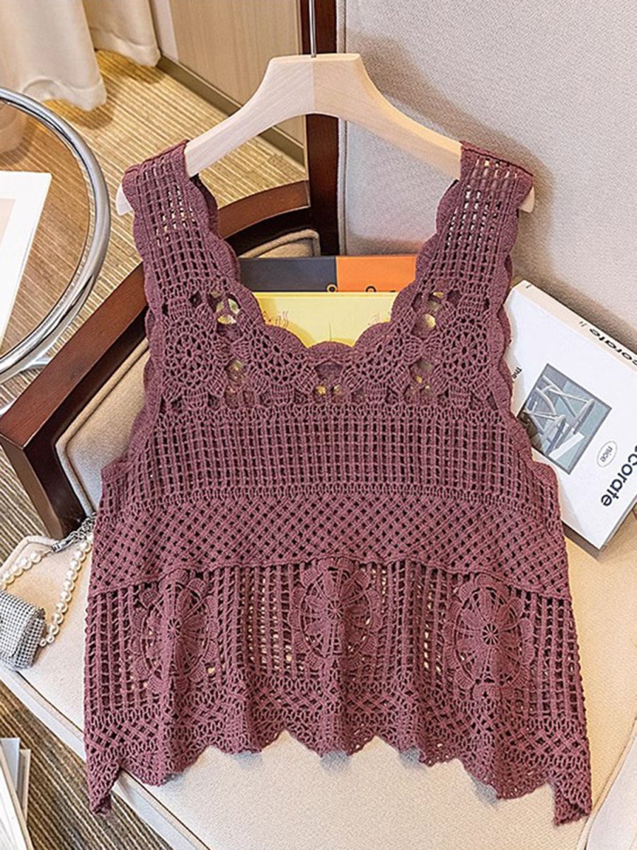 Openwork Scoop Neck Tank - Top