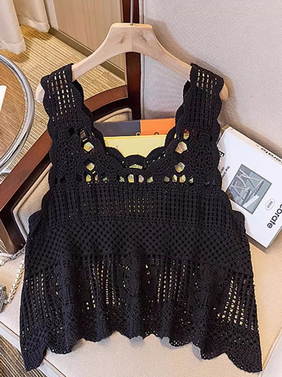 Openwork Scoop Neck Tank - Top
