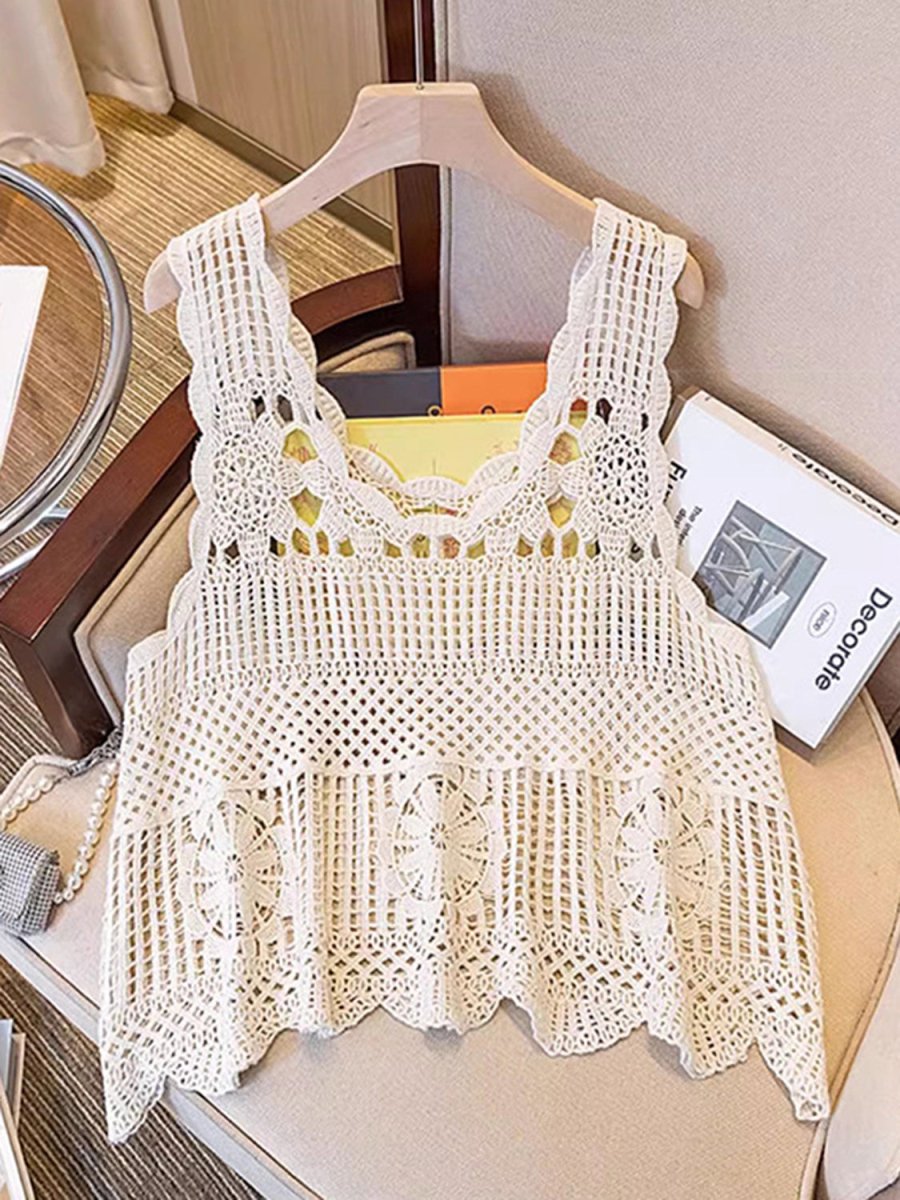 Openwork Scoop Neck Tank - Top