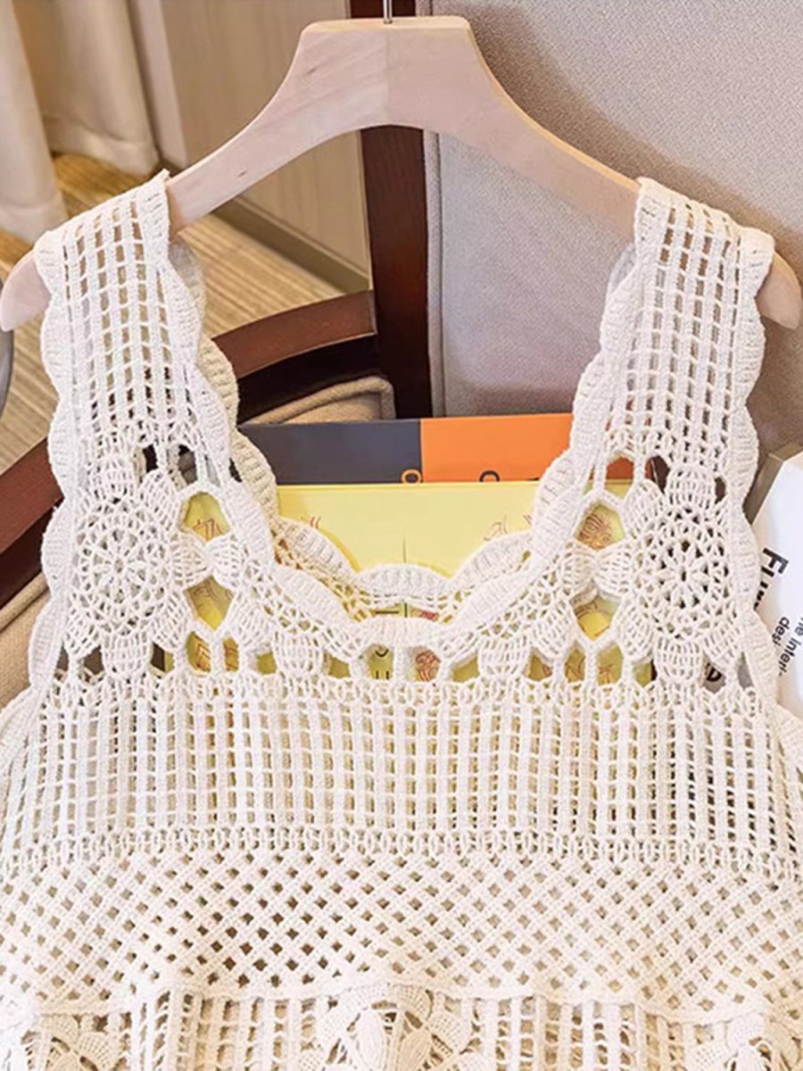 Openwork Scoop Neck Tank - Top