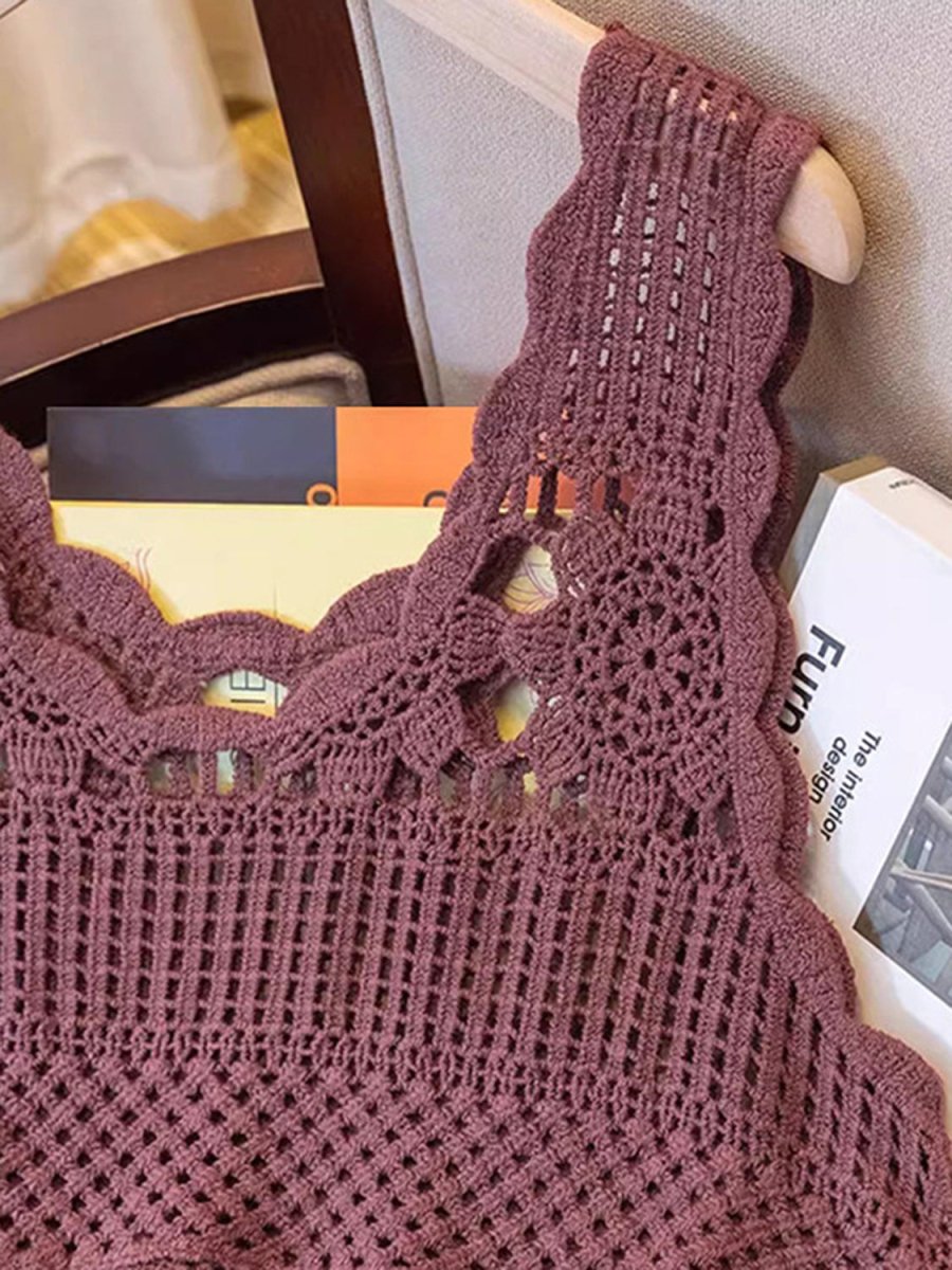 Openwork Scoop Neck Tank - Top