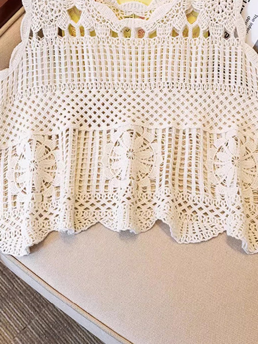 Openwork Scoop Neck Tank - Top