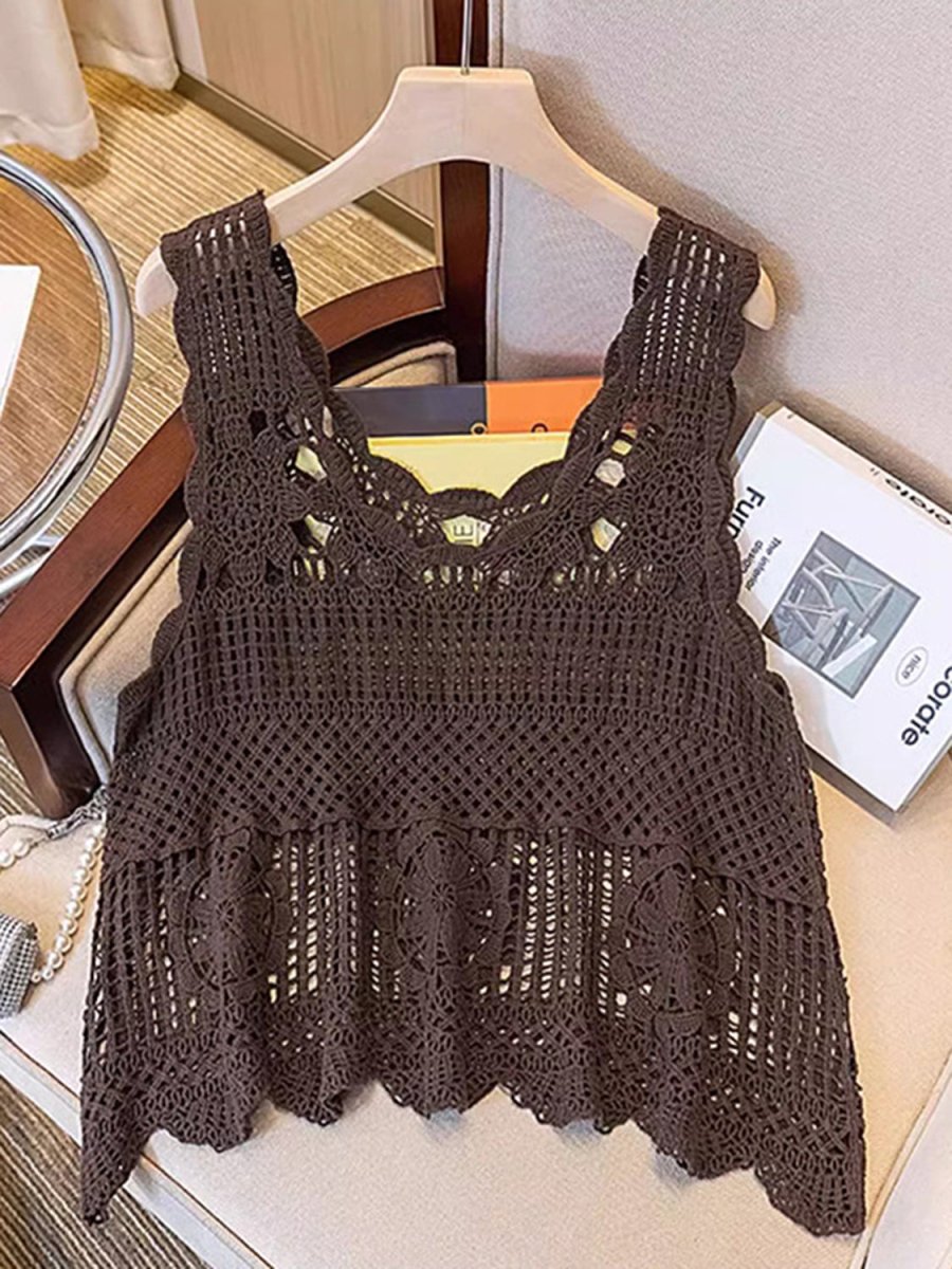 Openwork Scoop Neck Tank - Top