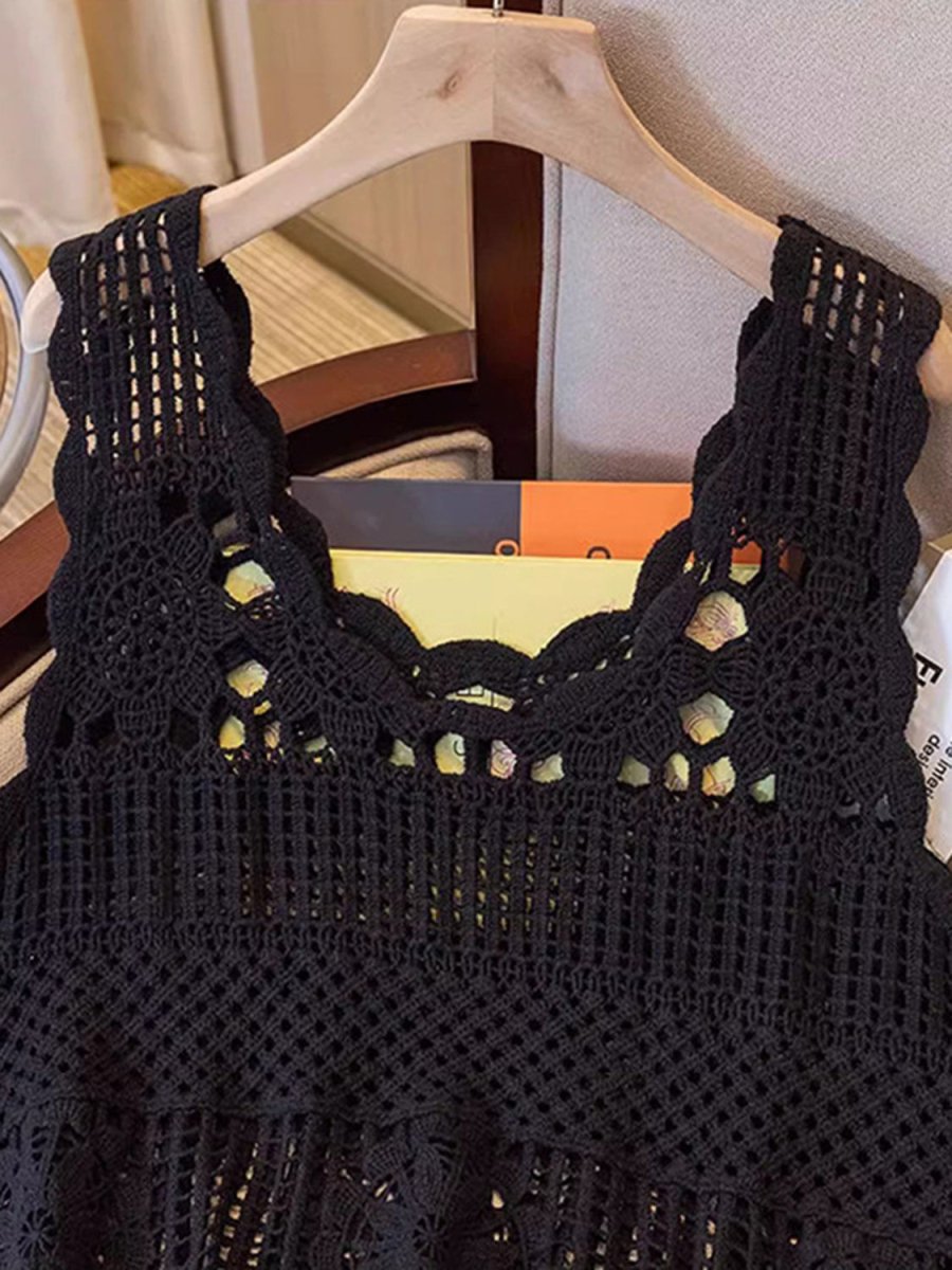 Openwork Scoop Neck Tank - Top