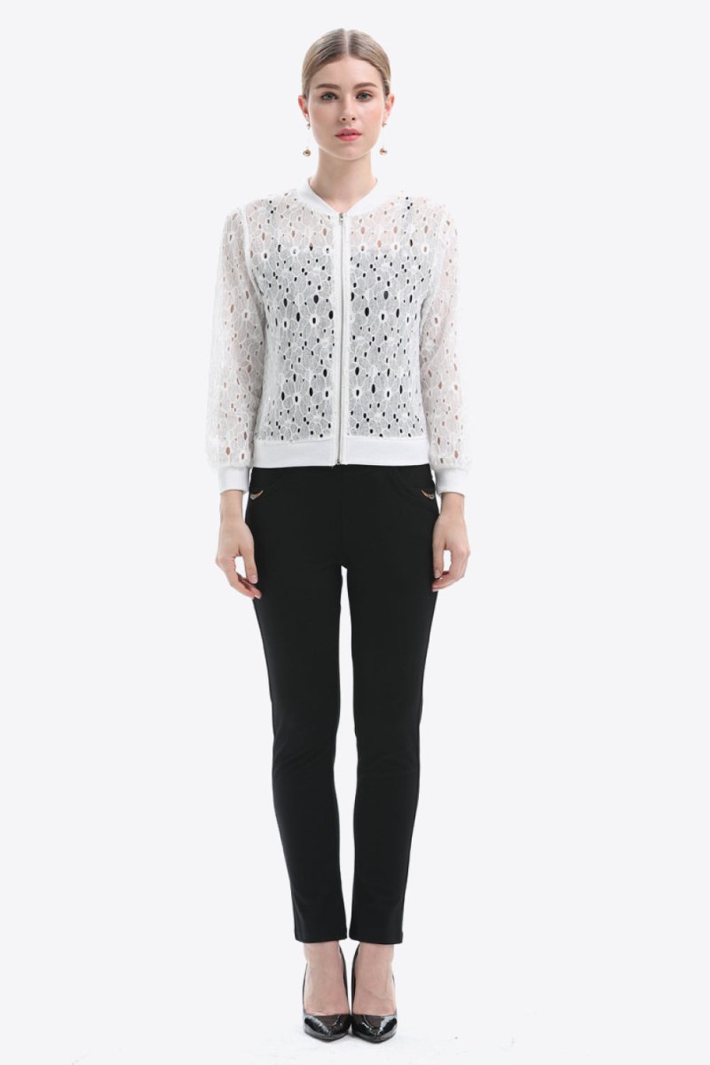 Openwork Zip Up Jacket - Outerwear
