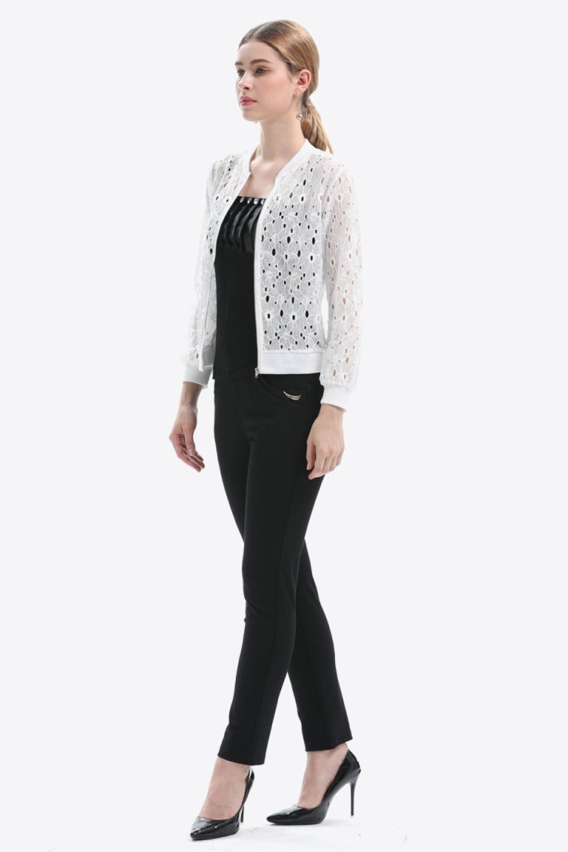 Openwork Zip Up Jacket - Outerwear