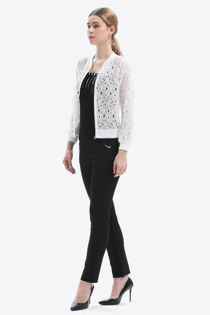 Openwork Zip Up Jacket - Outerwear