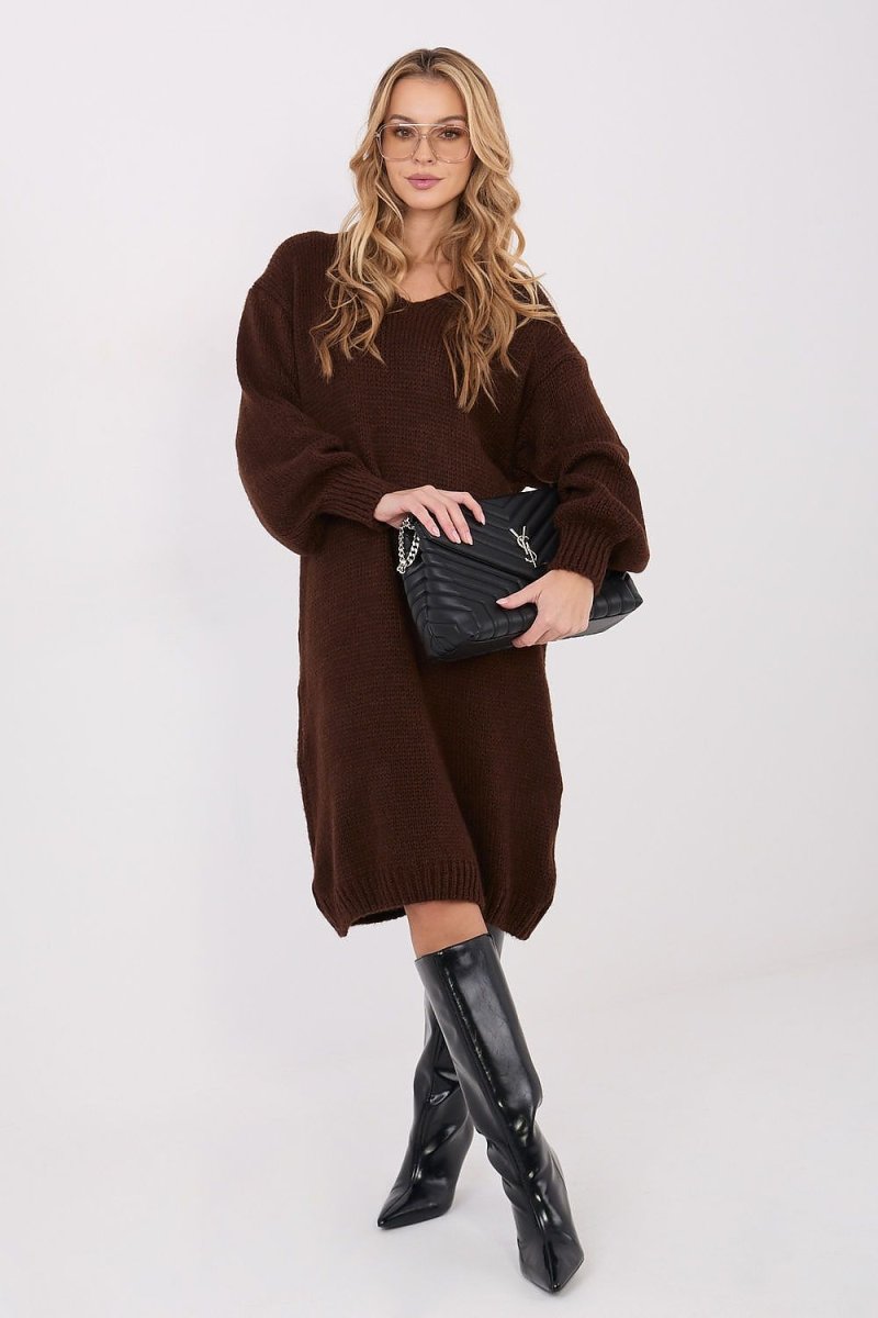 Oversized Knit Sweater Dress - 